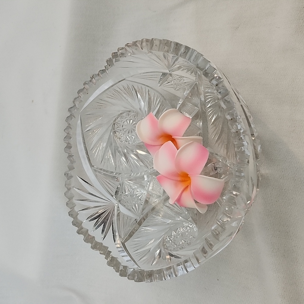 Vintage American Brilliant Sawtooth ABP Stars Cut Glass 8in Bowl